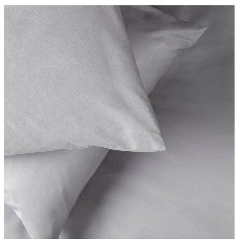 Комплект постельного белья евро с пододеяльником на молнии, 4 наволочки Моноспейс, сатин (хлопок 100%), темно-серый, Ecotex - фотография № 4