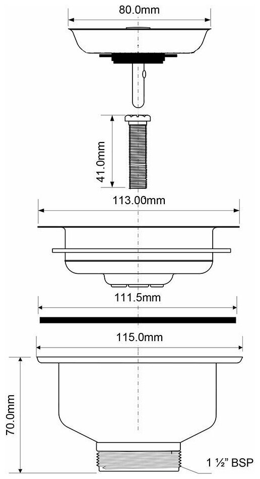 5101 Выпуск со съемной сеткой для отходов Ø40*3 1/2" KAISER, Bronze