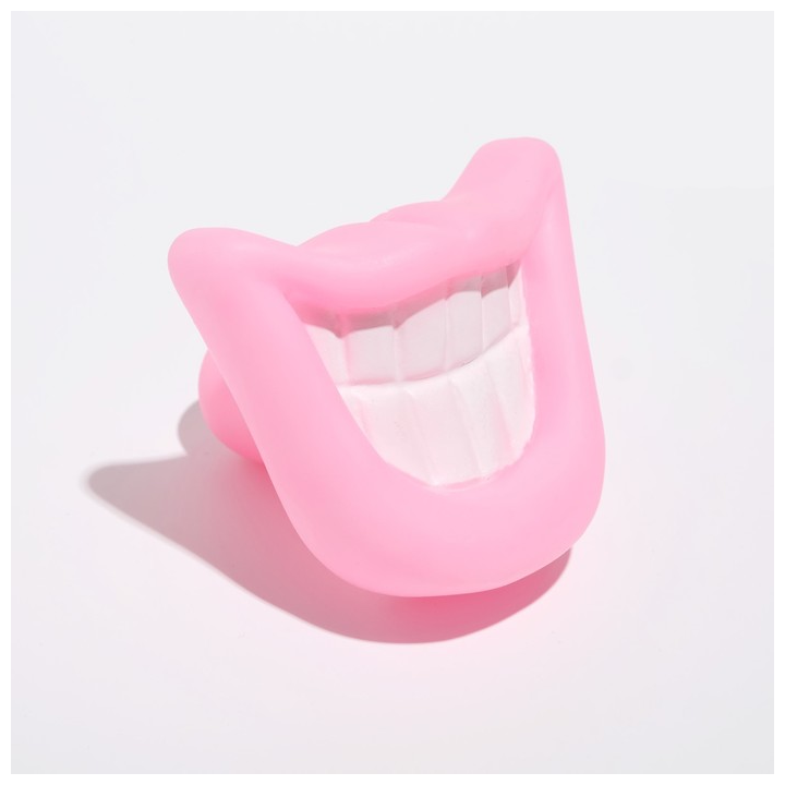Игрушка пищащая Улыбка для собак, 9 см, розовые губы - фотография № 1