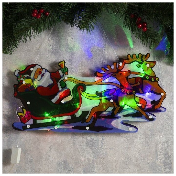 Luazon Lighting Светодиодная фигура «Дед Мороз в санях» 45 × 24 см, пластик, 220 В, свечение мульти (RG/RB)