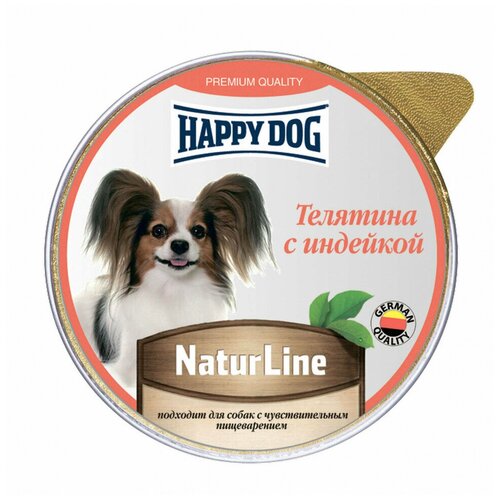 корм для собак Happy Dog Mini паштет, телятина, индейка 1 уп. х 10 шт. х 125 г