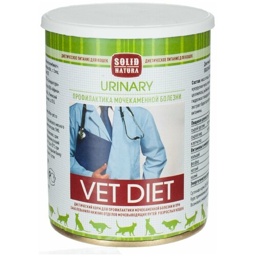 Влажный диетический корм для кошек для профилактики мочекаменной болезни и при заболеваниях нижних отделов мочевыводящих путей, Solid Natura VET Urinary, 340 г