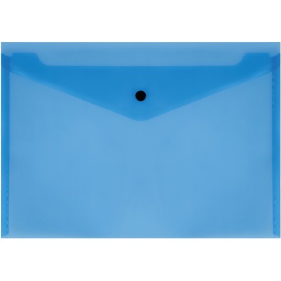 Папка-конверт Стамм на кнопке А4, 150мкм, пластик, прозрачная, синяя