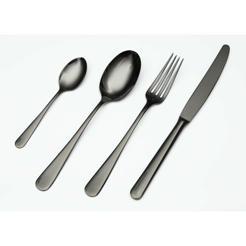 Столовые приборы Belo Inox DUNA black сталь 18/10, черный, 24 шт.(6 ложек + 6 вилок + 6 ножей + 6 чайных ложек)