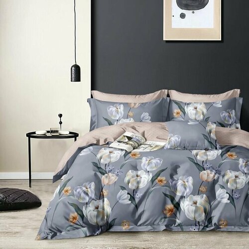 Постельное белье 1,5 сп Sleeping Place поплин, простынь на резинке 140x200x20 см пододеяльник 145x215 см наволочки 50x70, хлопок 100%