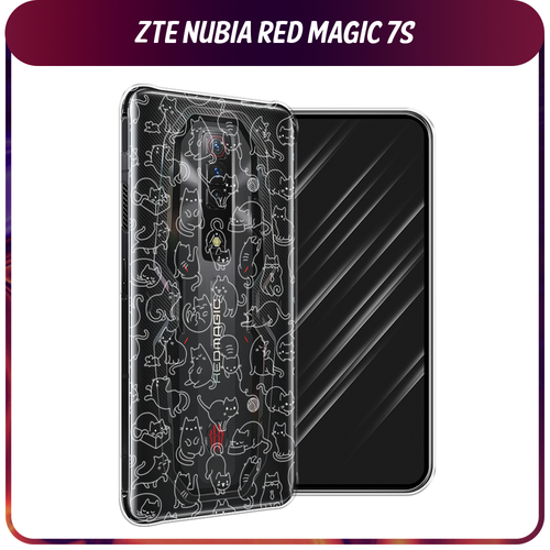 Силиконовый чехол на ZTE Nubia Red Magic 7S / ЗТЕ Нубиа Ред Меджик 7S Шкодливые котики, прозрачный гидрогелевая противоударная защитная пленка для zte nubia red magic 7s зте нубиа ред меджик 7s