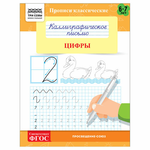 прописи каллиграфическое письмо а5 8л пр 2996 Прописи классические, А5 ТРИ совы Каллиграфическое письмо. Цифры, 16стр, 10 штук