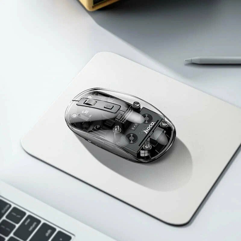 Мышь беспроводная 2.4G + BT 800/1200/1600 dpi Crystals двухрежимная, бесшумная, 1600 DPI черная