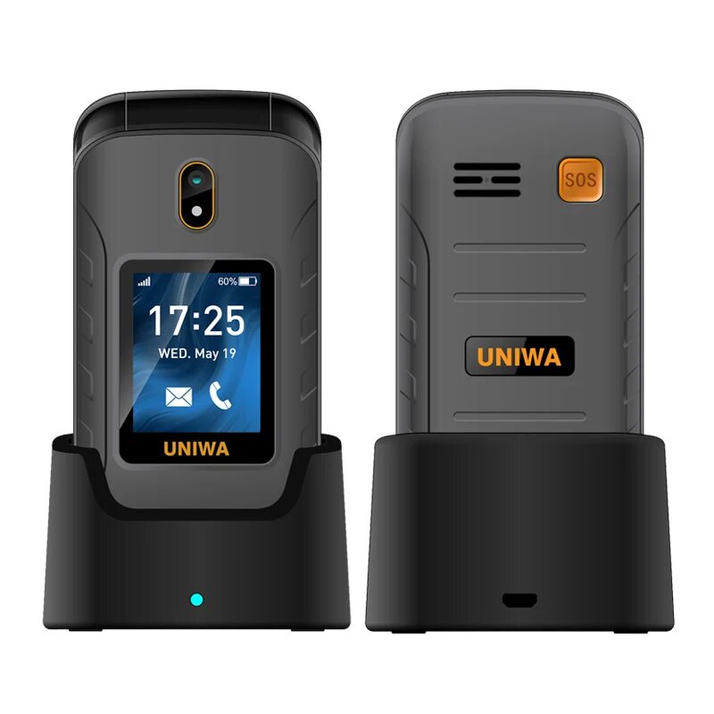 UNIWA V909T 4G раскладной телефон 2,8-дюймовый телефон с двойным экраном, большой кнопочный телефон для пожилых людей, раскладной мобильный телефон в продаже
