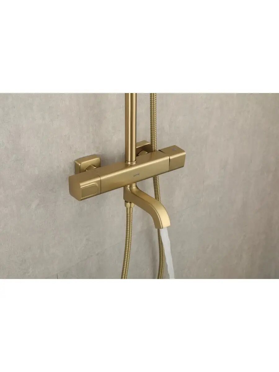 Душевая система с термостатом Gappo G2491-3, латунь цвет сатиновое золото — фото 1