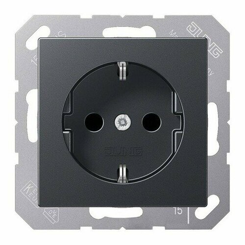 Розетка с заземлением Jung Eco Profi, без защитных шторок, на винтах, антрацит