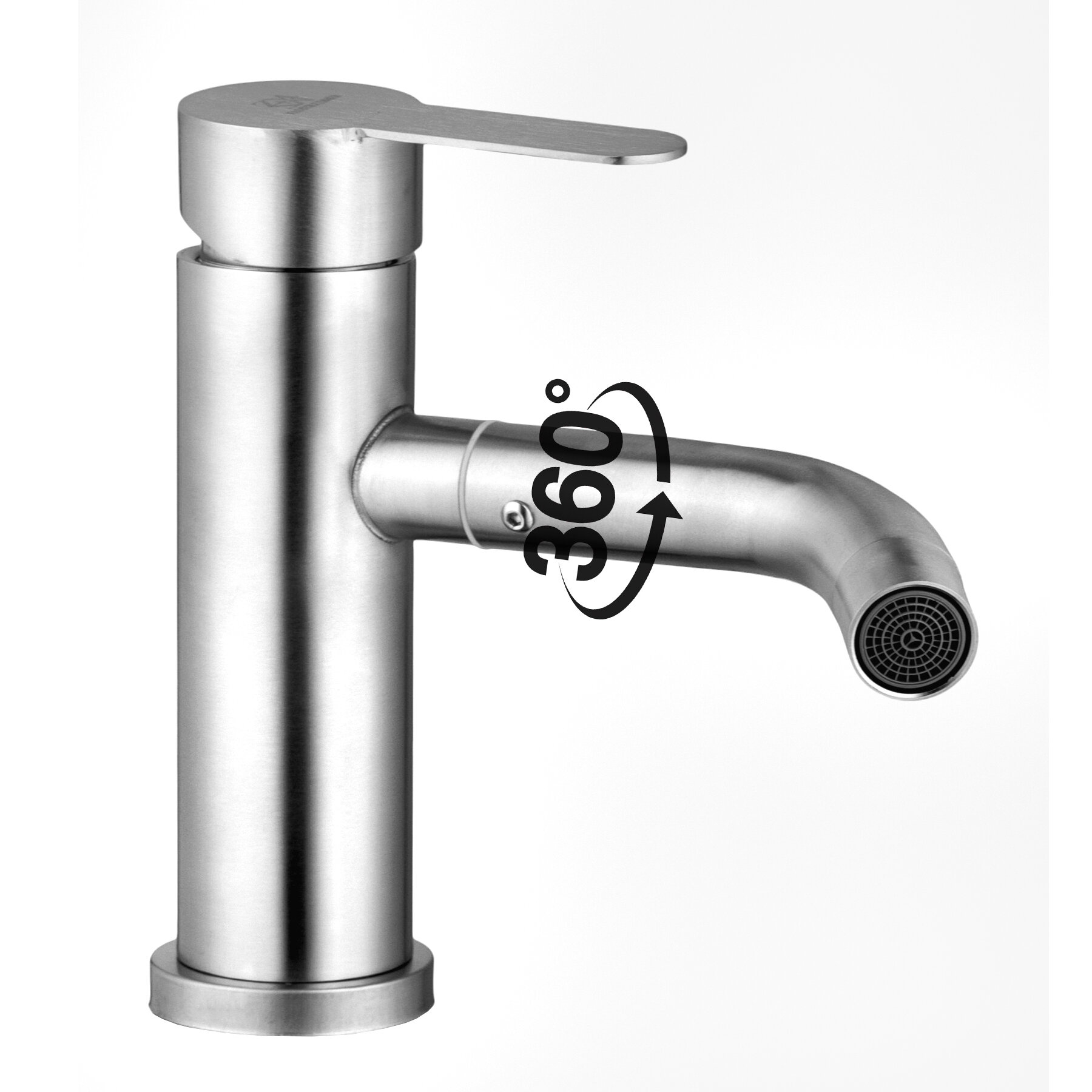 Смеситель для раковины и умывальника с поворотным изливом, из нержавеющей стали