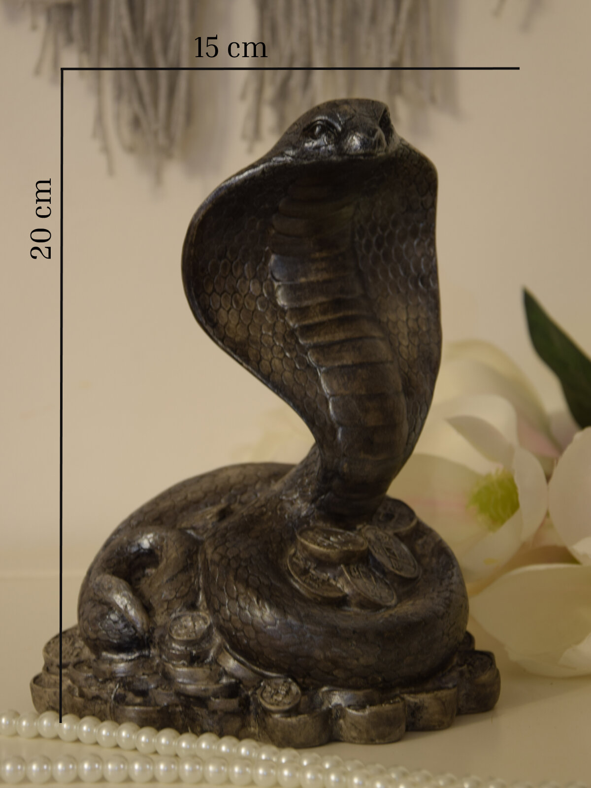 Сувенир статуэтка змея копилка 20см без клапана для выемки денег