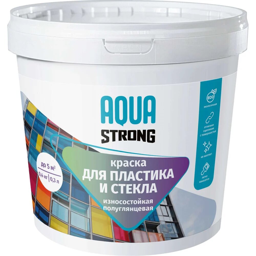 Краска для пластика и стекла Aquastrong полуглянцевая 1 кг 4607130865149