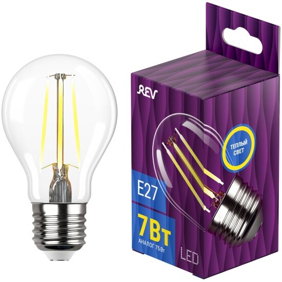Светодиодная лампа Rev filament  шар  G45  7Вт  E27  2700K  695Лм  32443