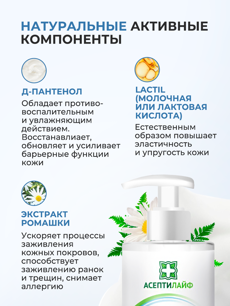 Изображение Пена очищающая для мытья и ухода за лежачими больными Асептилайф 450 мл
