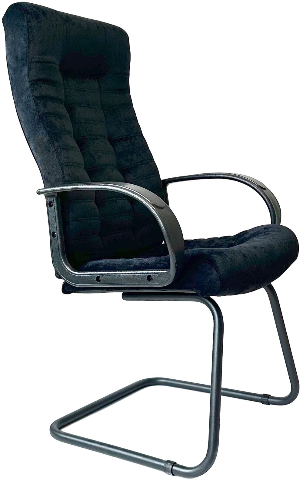 Офисное кресло на полозьях StylChairs Атлант Ультра, обивка велюр, цвет чёрный