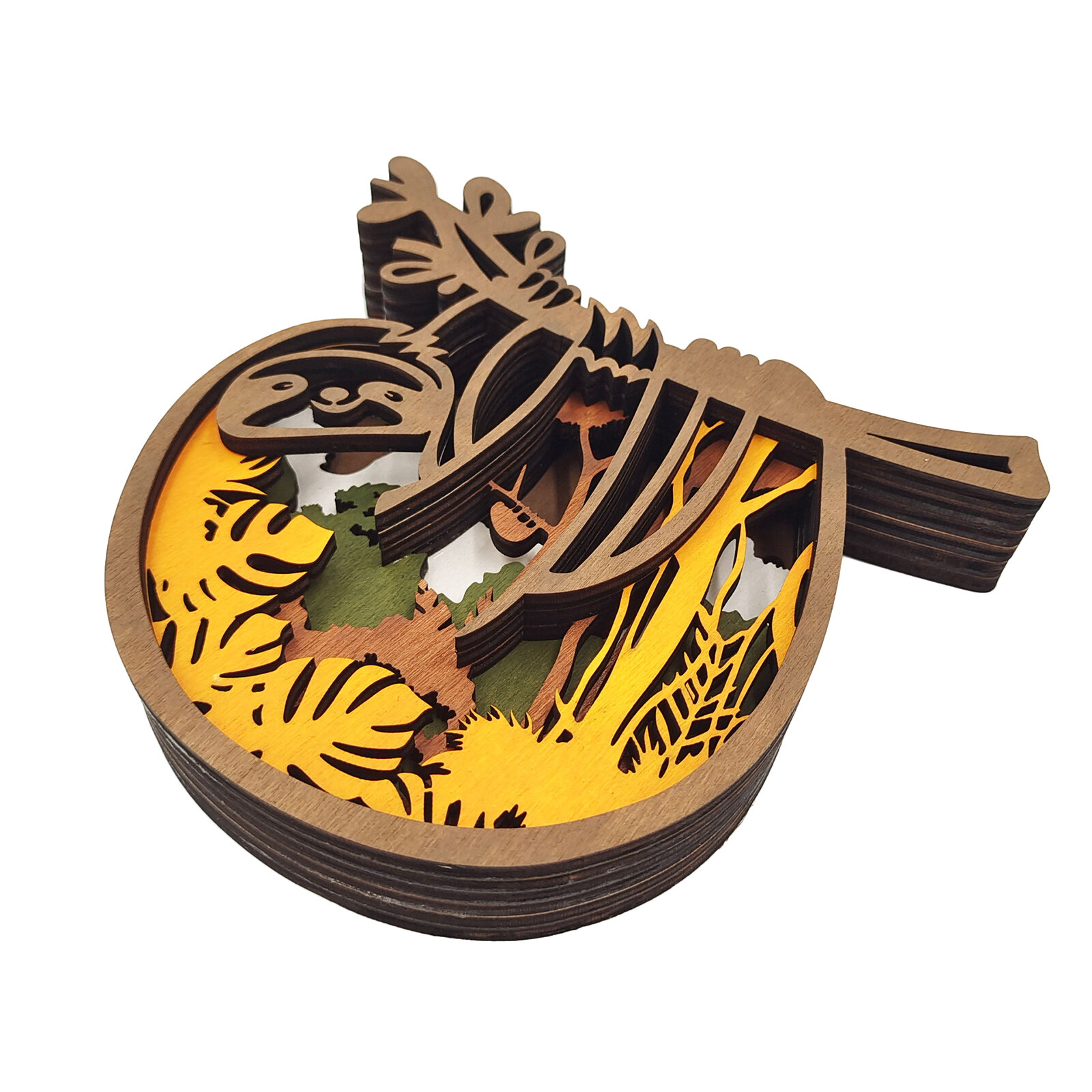 Animal Wooden Statue with Light Hollow Crafts Ornaments Home Decoration