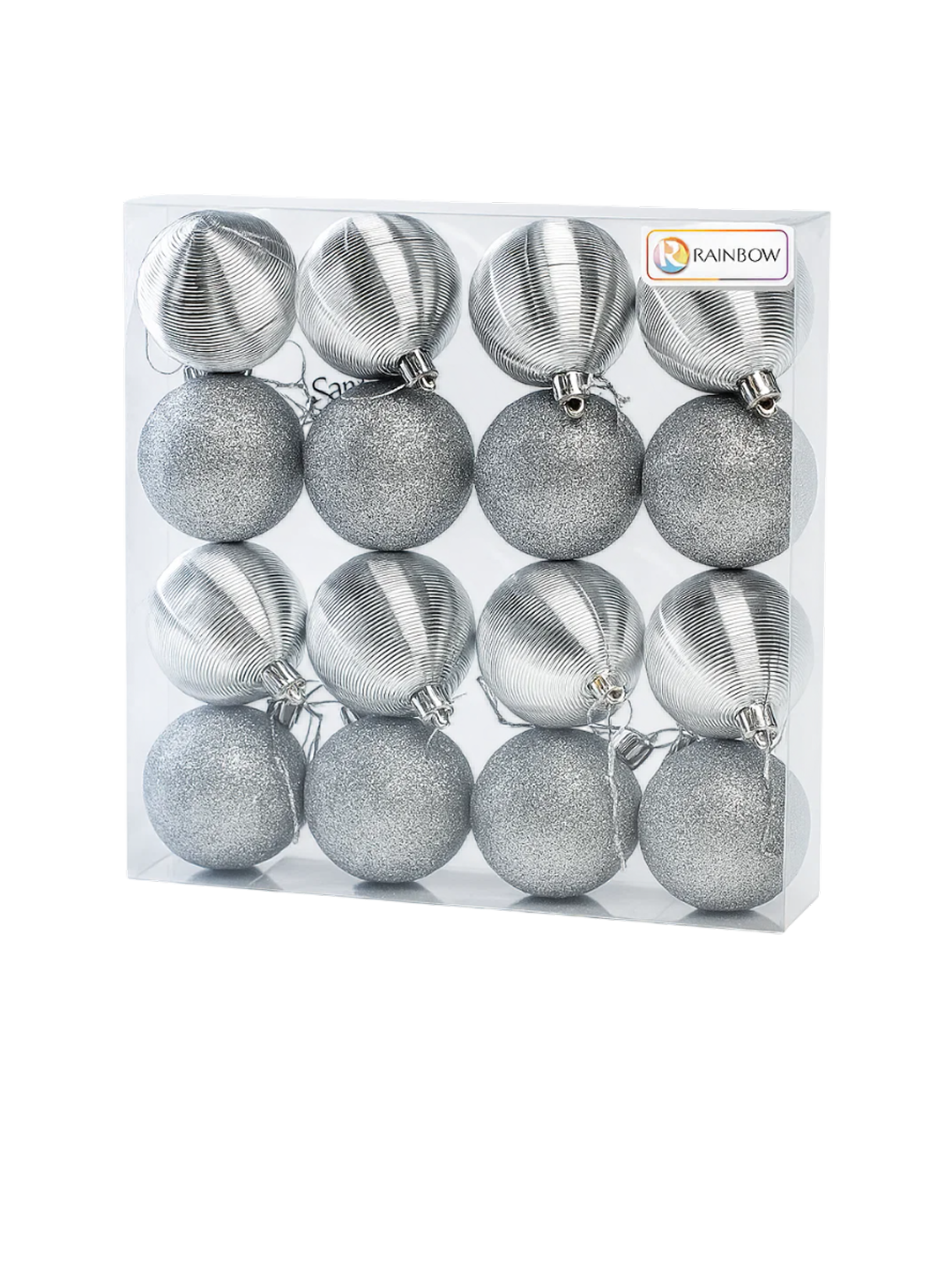 Ёлочные шары 6 см, набор 16 шт, блестящие украшения для новогодней ёлки