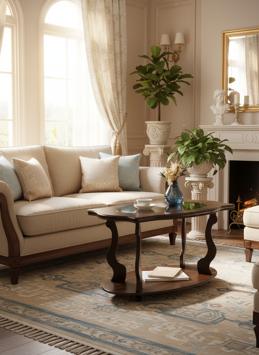 Стол журнальный IFERS Берже 3С на колесиках, с полкой цвет темно-коричневый