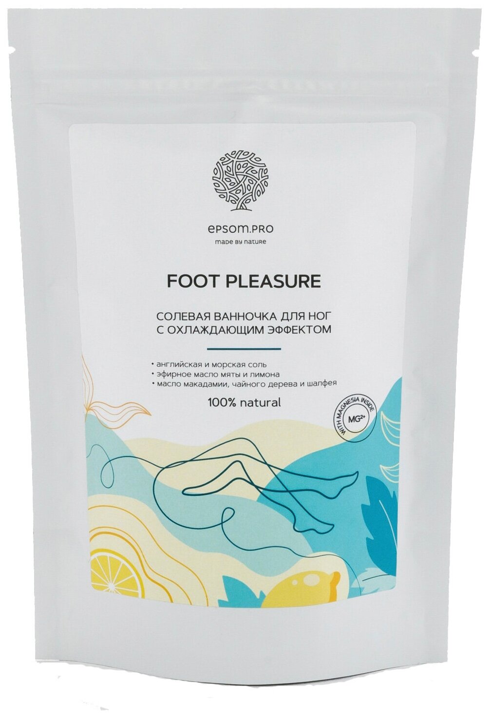 Ванночка для ног «Foot Pleasure» с эфирным маслом мяты и лимона 400 г