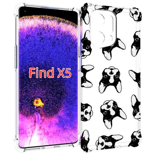 Чехол MyPads черно белые собачки для Oppo Find X5 задняя-панель-накладка-бампер
