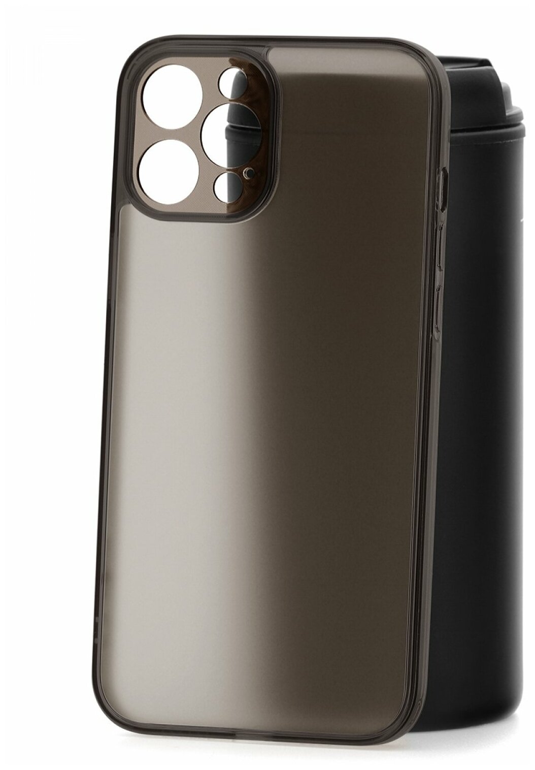 Чехол для iPhone 12 Pro Max Kruche Frosted черный, противоудасный силиконовый бампер, пластиковая защитная накладка, матовый кейс с защитой камеры
