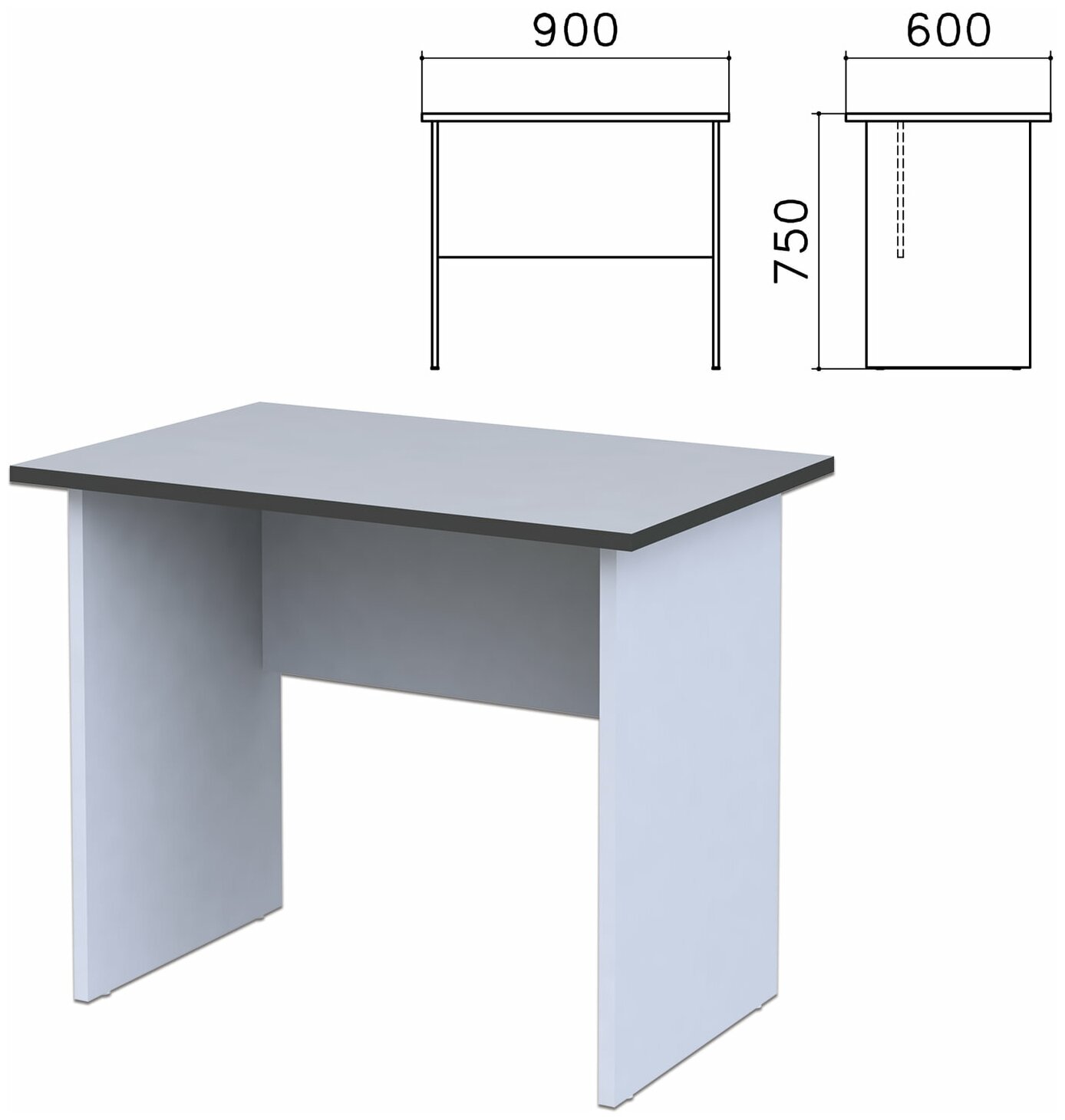 Стол письменный "Монолит", 900х600х750 мм, цвет серый, СМ19.11 В комплекте: 1шт.