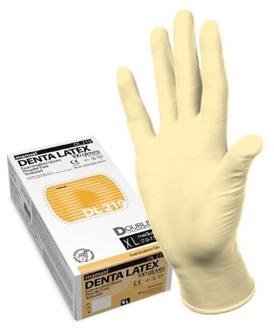 Мед.смотров. перчатки латекс н/с н/о MANUAL DL219 размер L 50 пар