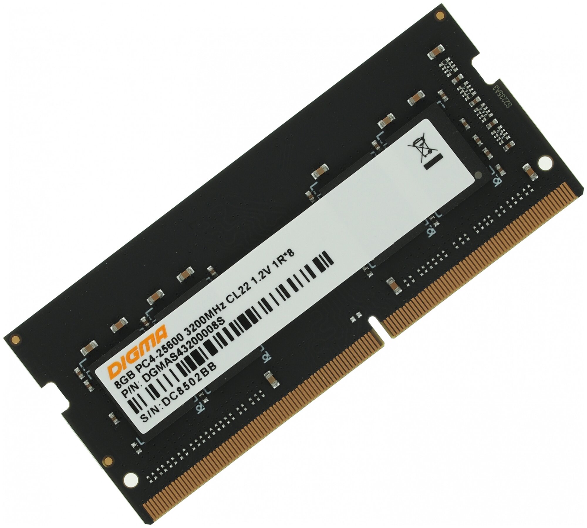 Оперативная память Digma DDR4 - 8Gb, 3200 МГц, SO-DIMM, CL22 (dgmas43200008s) - фото №2
