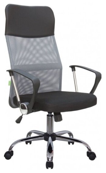 Кресло офисное Riva Chair RCH 8074 Чёрная ткань/Серая сетка (DW-04)