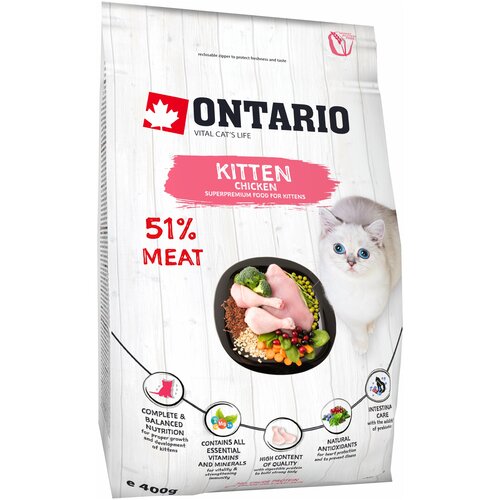 Сухой корм для котят Ontario с курицей 400 г