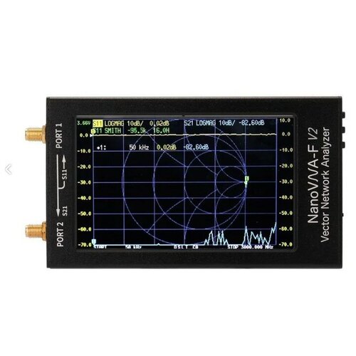 Портативный Сетевой Векторный Анализатор цепей и антенн W&S VNA F-V2 50кГц - 3ГГц Vector Network Analyzer S11 S21 с сенсорным экраном 4.3 дюйма и акб