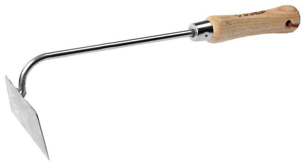 Трапециевидная мотыжка ЗУБР 100х65х350 мм, нержавеющая сталь, деревянная ручка 4-39468 - фотография № 2
