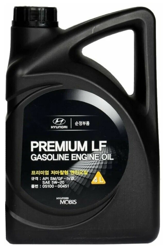 Синтетическое моторное масло Hyundai Premium LF Gasoline 5W-20, 4 л