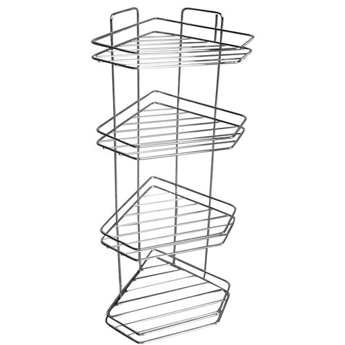 Полка для ванной из нержавеющей стали AISI 304, угловая люкс, 4-х ярусная, форма трапеция, 70х20х20 см