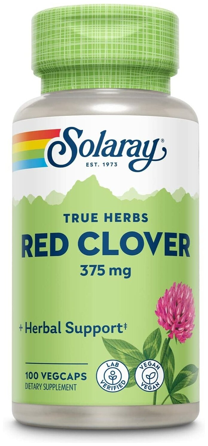 Solaray Red Clover Blossom (Цветы красного клевера) 375 мг 100 капсул