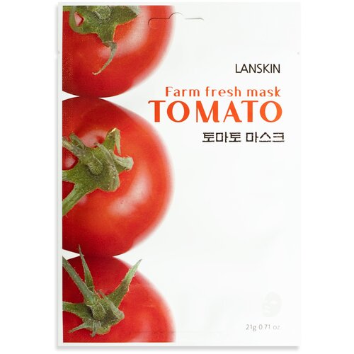 Lanskin FARM FRESH MASK TOMATO тканевая маска для лица с томатом, 21 г, 21 мл lanskin fresh berries blueberry mask тканевая маска для лица с голубикой 21 г 21 мл