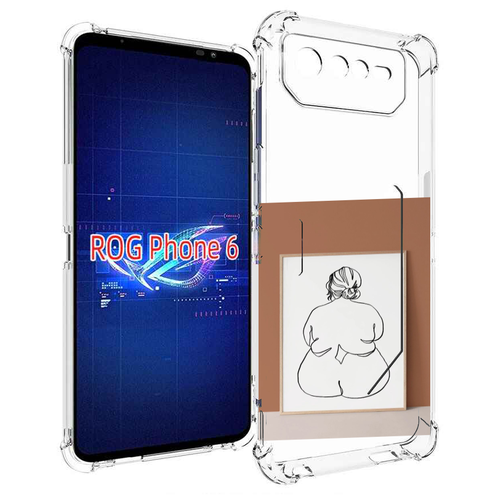 Чехол MyPads Body Positive Female Figure Line Art женский для Asus ROG Phone 6 задняя-панель-накладка-бампер