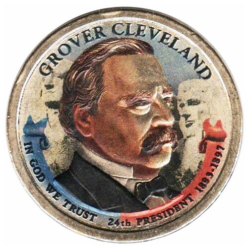 (24d) Монета США 2012 год 1 доллар Гровер Кливленд - второй срок Вариант №2 Латунь COLOR. Цветна