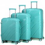 Комплект чемоданов Impresa Волна 3 штуки мятного цвета - изображение