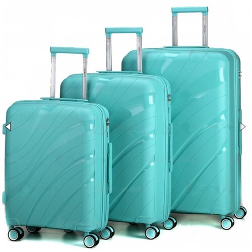 Комплект чемоданов Impresa Волна 3 штуки мятного цвета