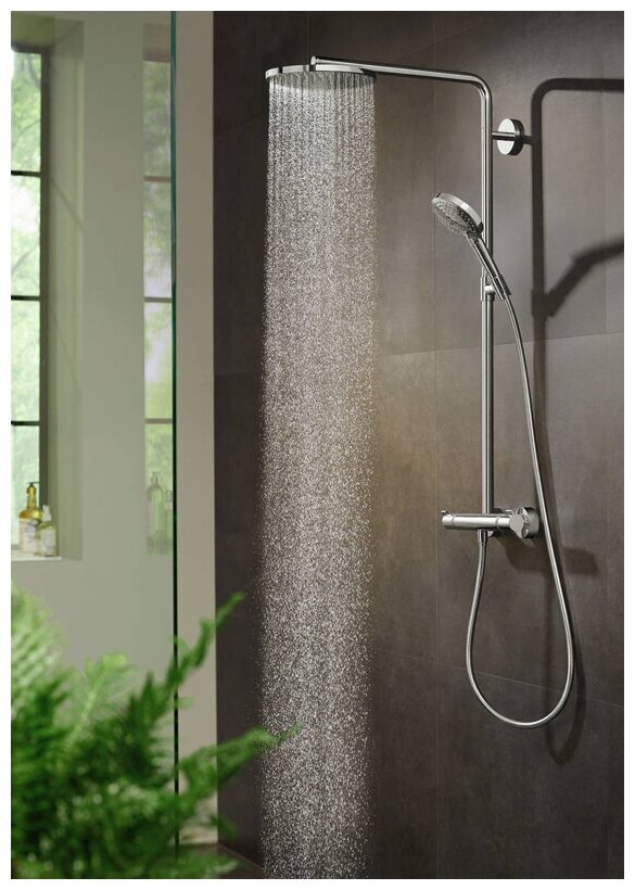 Душевая система Hansgrohe Raindance Select S 240 PowderRain 1jet Showerpipe 27633670, черный матовый - фотография № 4