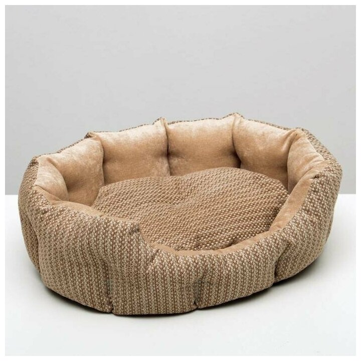 Лежанка для животных,мебельная ткань, холлофайбер, 50 х 40 х 15 см, в коричневых оттенках - фотография № 1