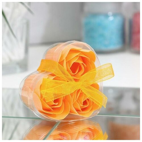 Мыльные розочки оранжевые набор 3 шт 380₽