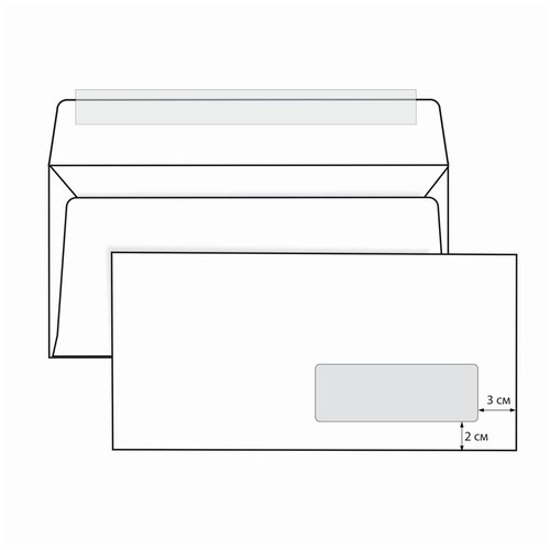 Конверт почтовый ряжская печатная фабрика Е65 (110х220 мм), комплект 1000 шт, правое окно, отрывная лента, 80 г/м2 п кв oligarch т в 100 м return 84c007000