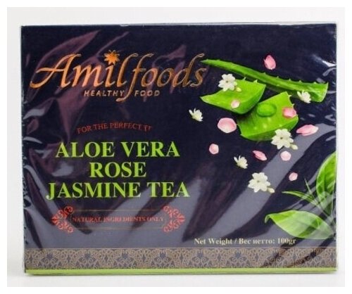 Черный чай с алоэ вера, лепестками розы и жасмином (black tea) Amil | Амил 100г - фотография № 4