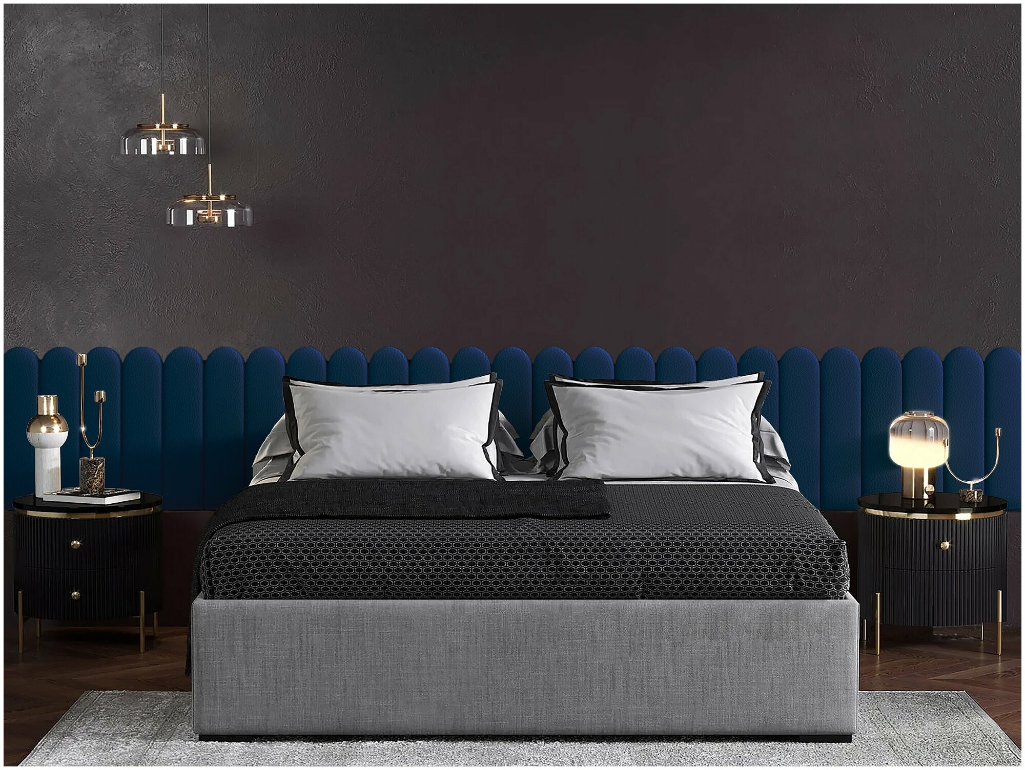 Панель кровати Eco Leather Blue 15х60R см 2 шт.