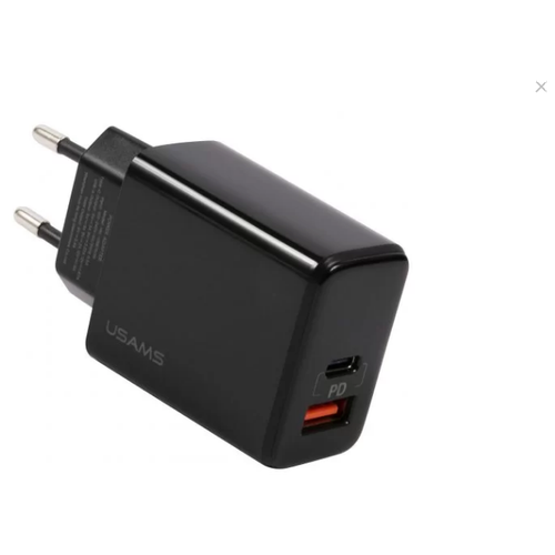 Зарядное устройство сетевое USAMS CC 133 QC3.0+USB-C / PD с цифровым дисплеем Black