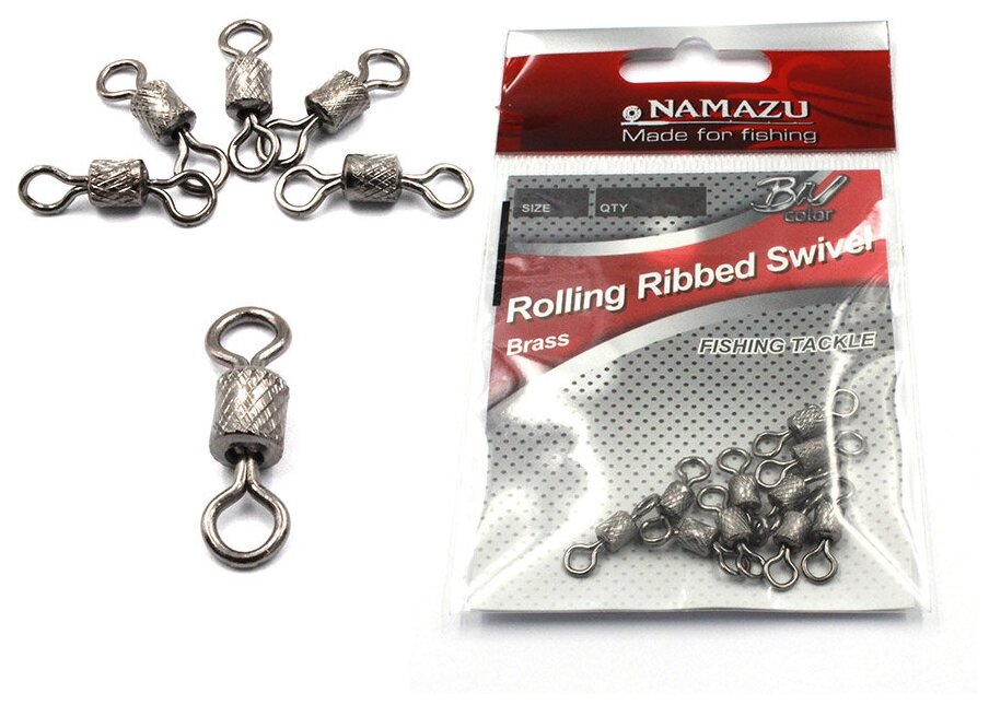 Вертлюг Namazu ROLLING RIBBED SWIVEL, латунь, цв. BN, р. 5, test-24 кг (уп.10 шт)